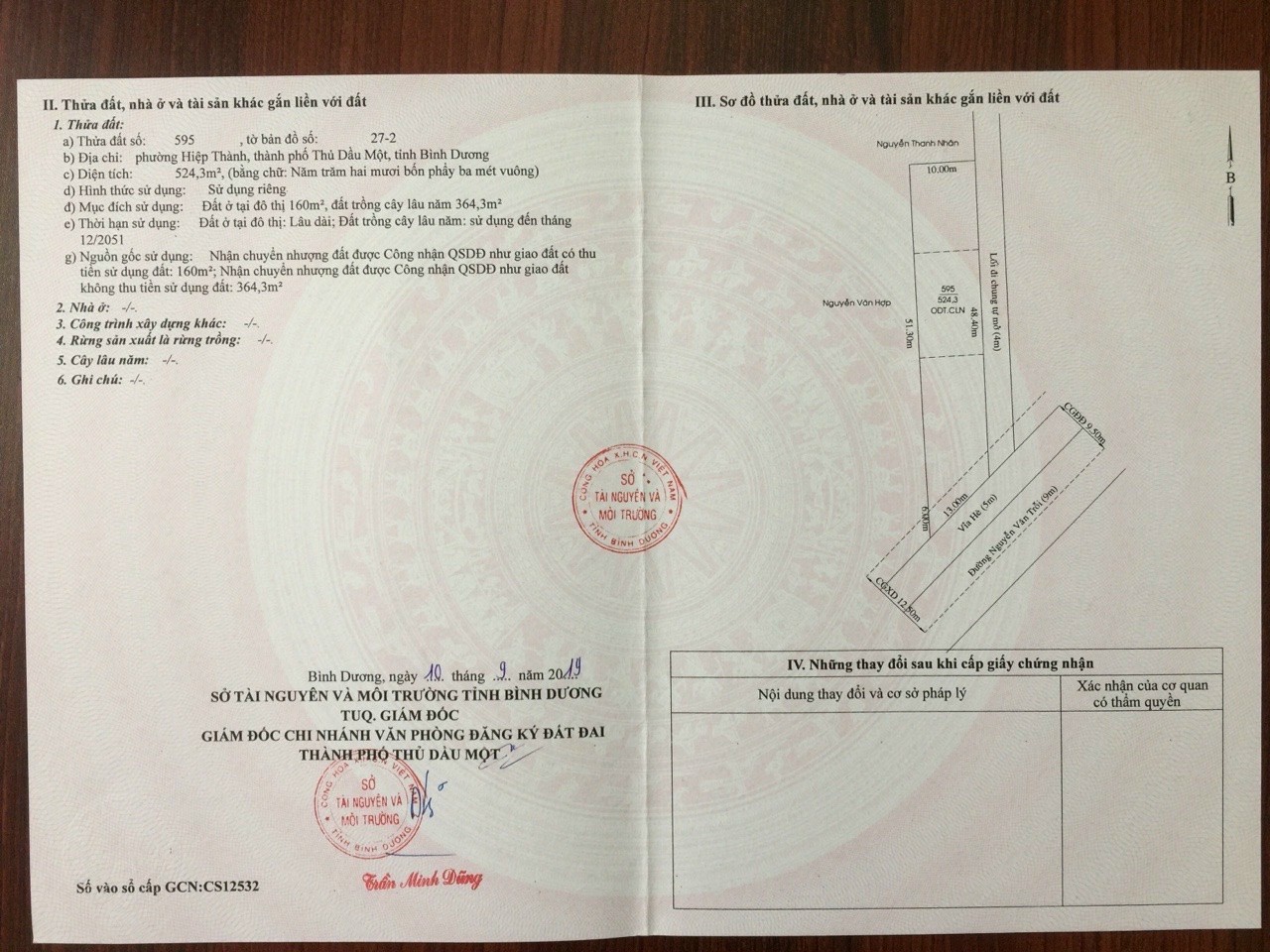 Bán đất mặt tiền đường nguyễn văn trổi phường hiệp thành, thành phố thủ dầu một bình dương