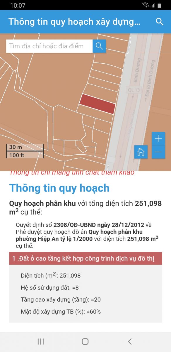 Bán đất mặt tiền Quộc lộ 13 phường hiệp an thành phố thủ dầu một bình dương
