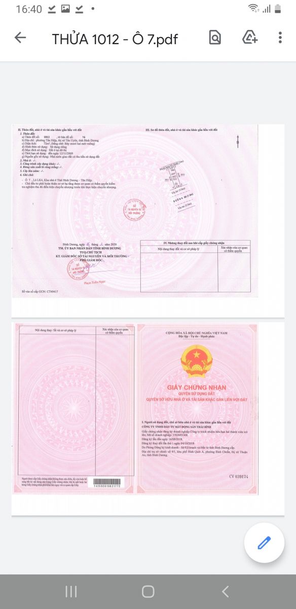 Đất nền khu dân cư tân thái bình dương phường tân hiệp thị xã tân uyên bình dương