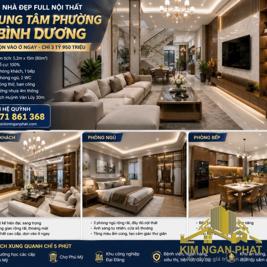Bán nhà đẹp full nội thất phường Phú Mỹ Thủ Dầu Một: Diện tích 80m² thổ cư 100%, cách đường Huỳnh Văn Lũy 30m